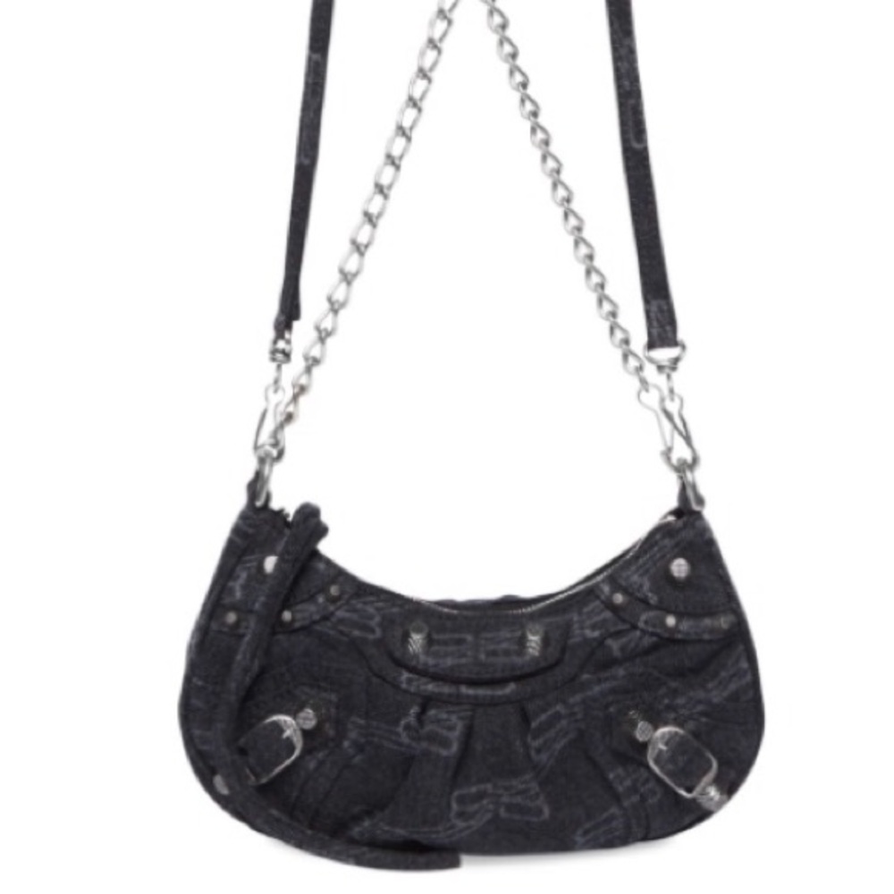 BALENCIAGA LE CAGOLE DENIM MINI BAG W/ CHAIN & STRAP - Picture 14 of 14
